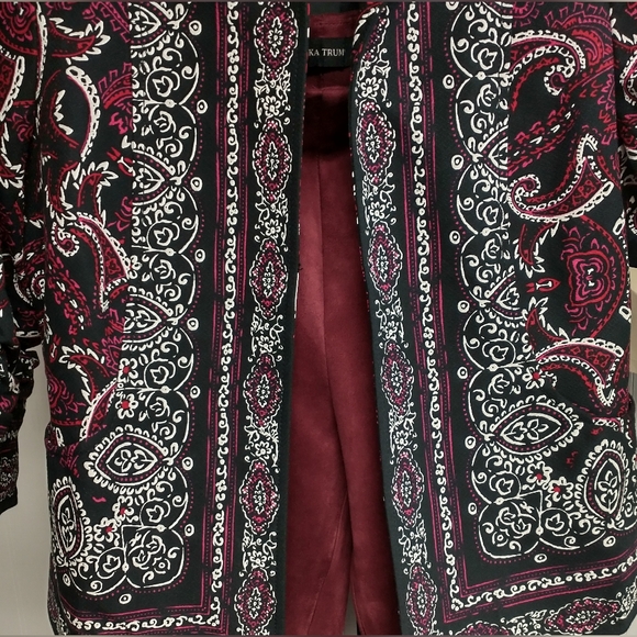 Coldwater Creek Open Front Paisley Motif 3/4 Ruched Sleeve Jacket NWT - Picture 5 of 9